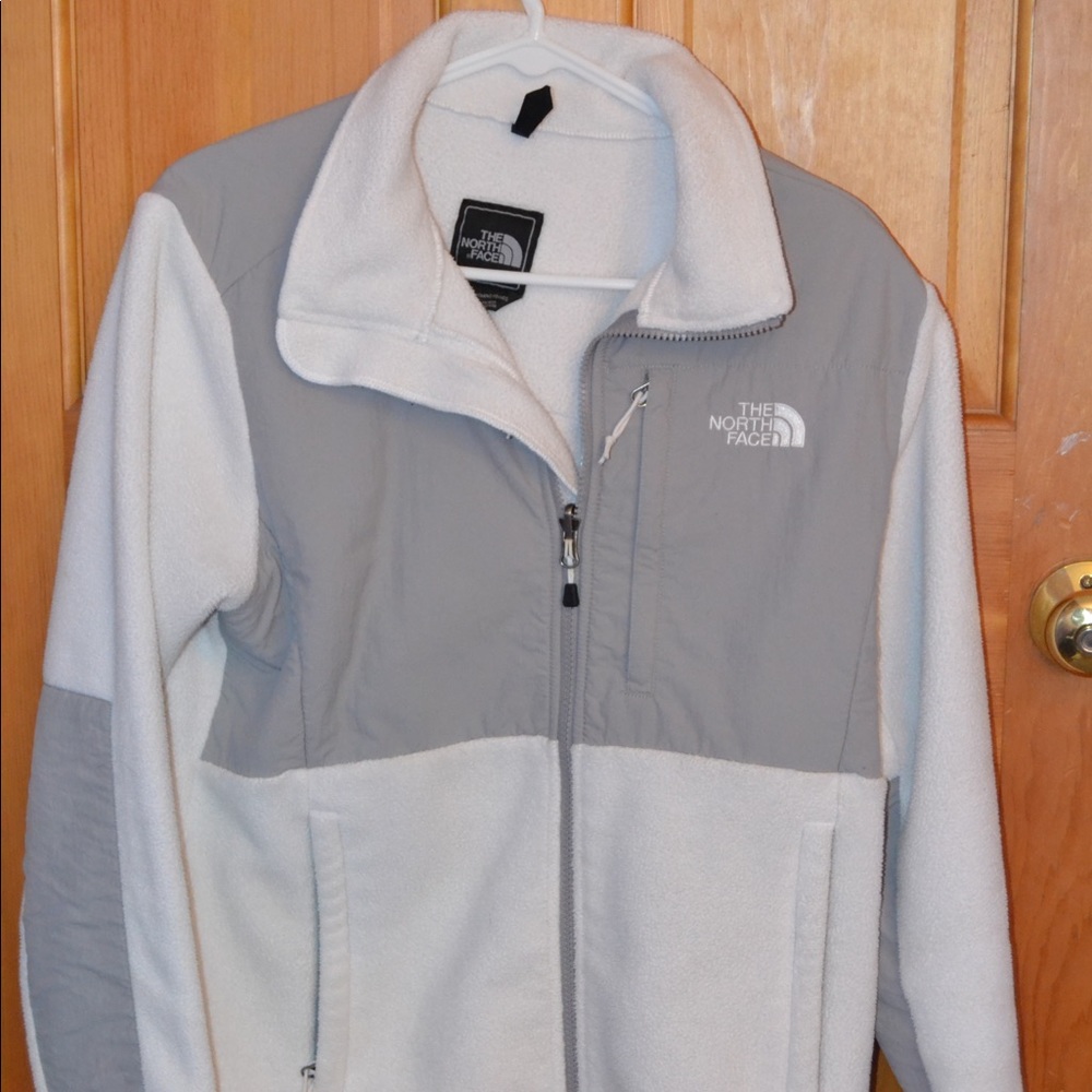 North Face white zip up jacket